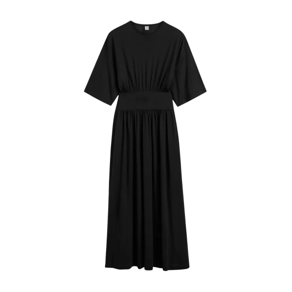 Totême Cotton silk tee dress in Black - Dresses - Scandinavian Minimalist Luxury at Luxury Shoes 