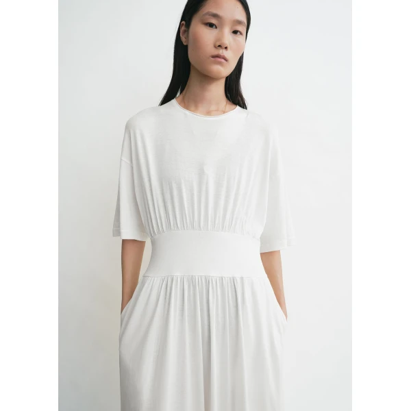 Totême Cotton silk tee dress in Off-white - Dresses - Scandinavian Minimalist Luxury at Luxury Shoes 