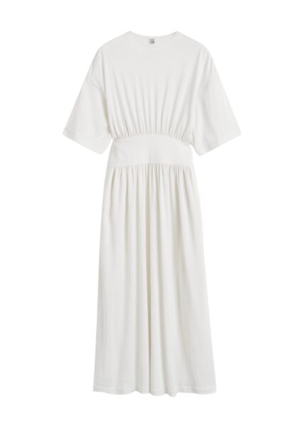 Totême Cotton silk tee dress in Off-white - Dresses - Scandinavian Minimalist Luxury at Luxury Shoes 