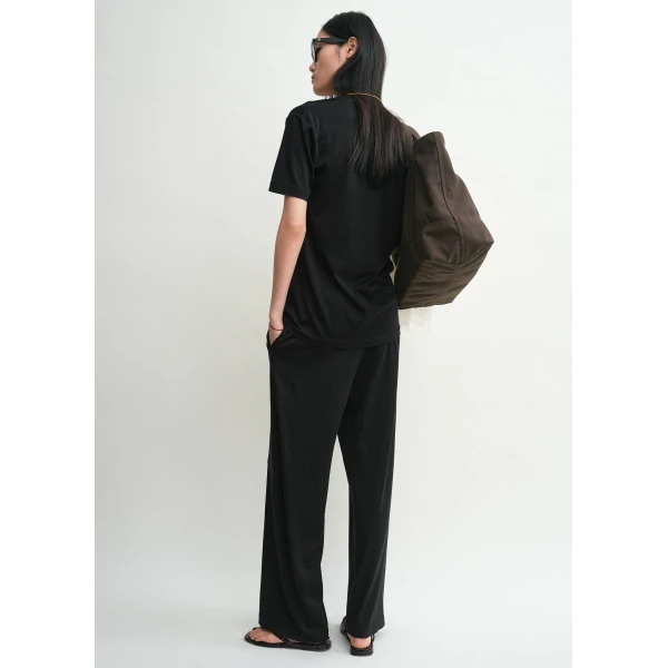 Totême Cotton silk tee in Black - Tops - Scandinavian Minimalist Luxury at Luxury Shoes 