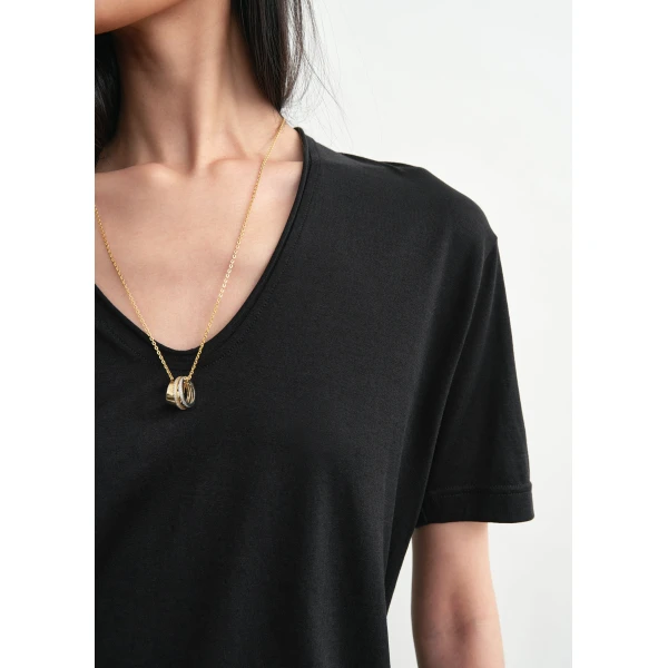 Totême Cotton silk tee in Black - Tops - Scandinavian Minimalist Luxury at Luxury Shoes 