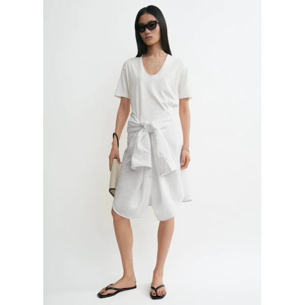 Totême Cotton silk tee in Off-white - Tops - Scandinavian Minimalist Luxury at Luxury Shoes 