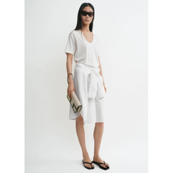 Totême Cotton silk tee in Off-white - Tops - Scandinavian Minimalist Luxury at Luxury Shoes 