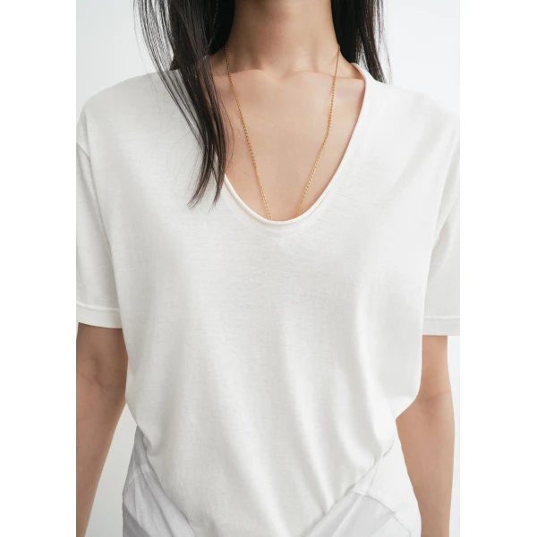 Totême Cotton silk tee in Off-white - Tops - Scandinavian Minimalist Luxury at Luxury Shoes 