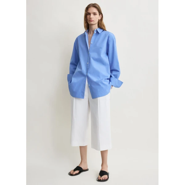 Totême Cotton summer shirt in Cornflower - Tops - Scandinavian Minimalist Luxury at Luxury Shoes 