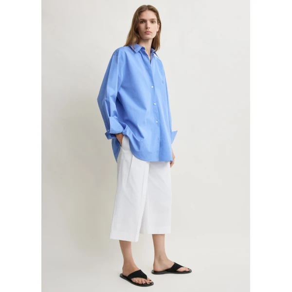 Totême Cotton summer shirt in Cornflower - Tops - Scandinavian Minimalist Luxury at Luxury Shoes 