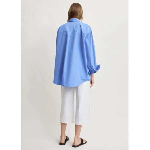 Totême Cotton summer shirt in Cornflower - Tops - Scandinavian Minimalist Luxury at Luxury Shoes 