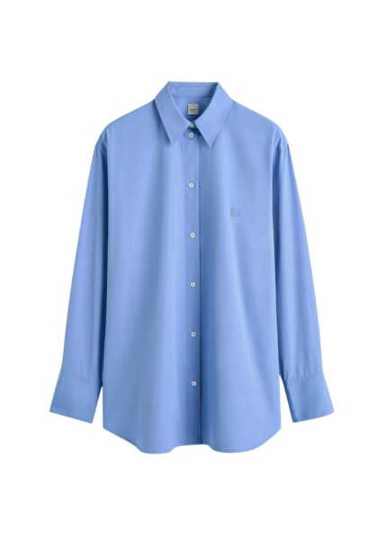 Totême Cotton summer shirt in Cornflower - Tops - Scandinavian Minimalist Luxury at Luxury Shoes 