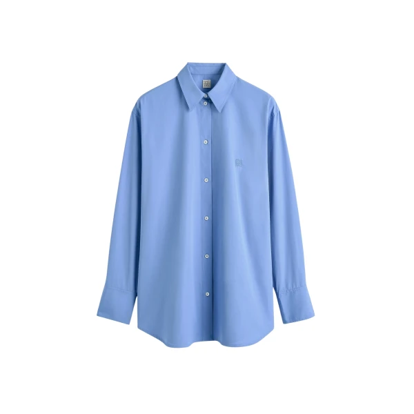 Totême Cotton summer shirt in Cornflower - Tops - Scandinavian Minimalist Luxury at Luxury Shoes 