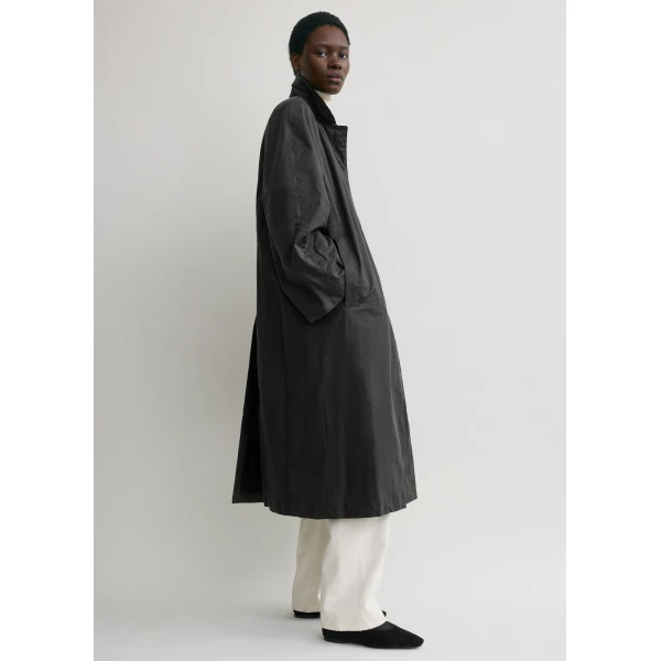 Totême Country coat in Washed black - Coats - Scandinavian Minimalist Luxury at Luxury Shoes 