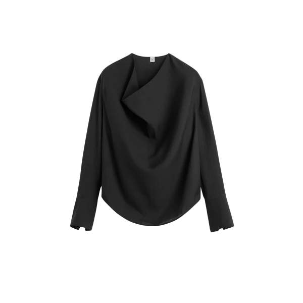 Totême Cowl blouse in Black - Tops - Scandinavian Minimalist Luxury at Luxury Shoes 