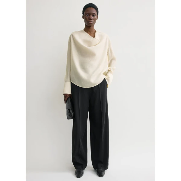 Totême Cowl blouse in Ecru - Tops - Scandinavian Minimalist Luxury at Luxury Shoes 
