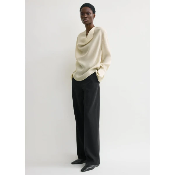 Totême Cowl blouse in Ecru - Tops - Scandinavian Minimalist Luxury at Luxury Shoes 