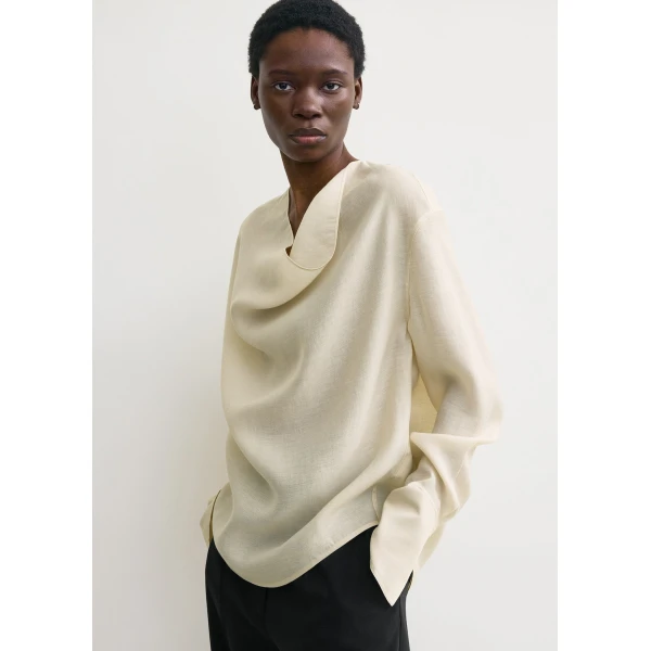 Totême Cowl blouse in Ecru - Tops - Scandinavian Minimalist Luxury at Luxury Shoes 