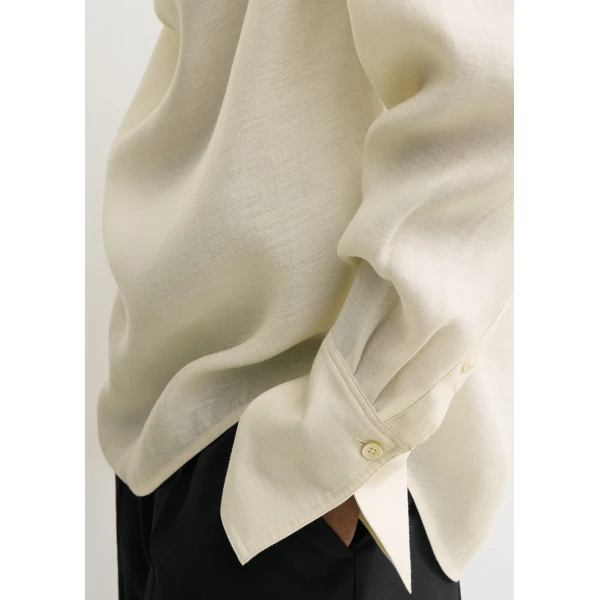 Totême Cowl blouse in Ecru - Tops - Scandinavian Minimalist Luxury at Luxury Shoes 