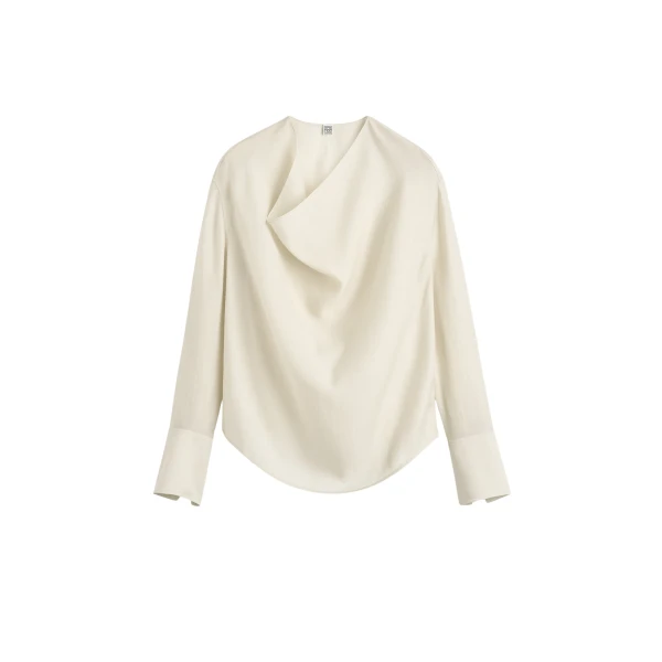 Totême Cowl blouse in Ecru - Tops - Scandinavian Minimalist Luxury at Luxury Shoes 