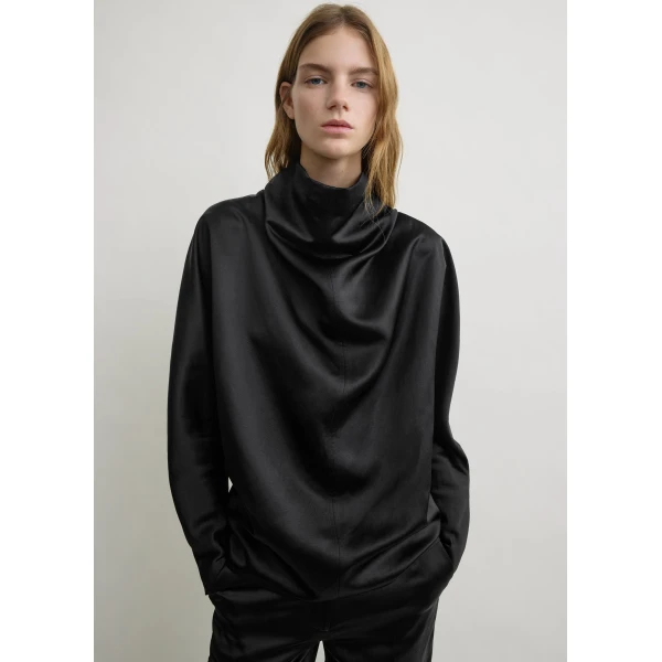 Totême Cowl neck blouse in Black - Tops - Scandinavian Minimalist Luxury at Luxury Shoes 