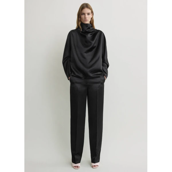 Totême Cowl neck blouse in Black - Tops - Scandinavian Minimalist Luxury at Luxury Shoes 