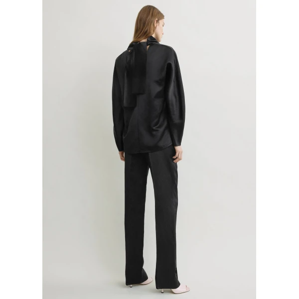 Totême Cowl neck blouse in Black - Tops - Scandinavian Minimalist Luxury at Luxury Shoes 