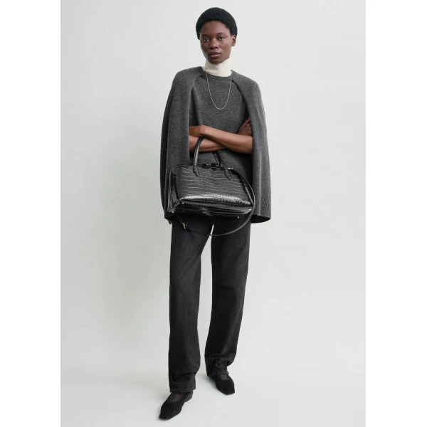 Totême Crew cape knit dark grey in Dark grey melange - Knitwear - Scandinavian Minimalist Luxury at Luxury Shoes 