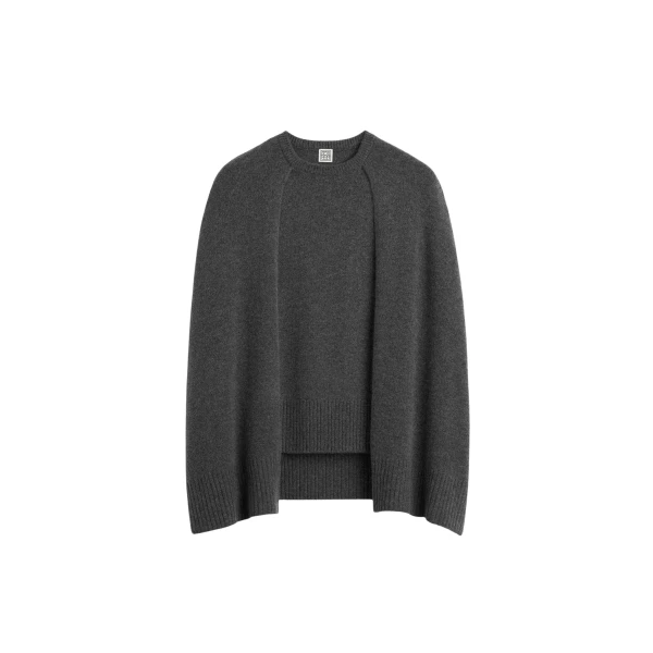 Totême Crew cape knit dark grey in Dark grey melange - Knitwear - Scandinavian Minimalist Luxury at Luxury Shoes 