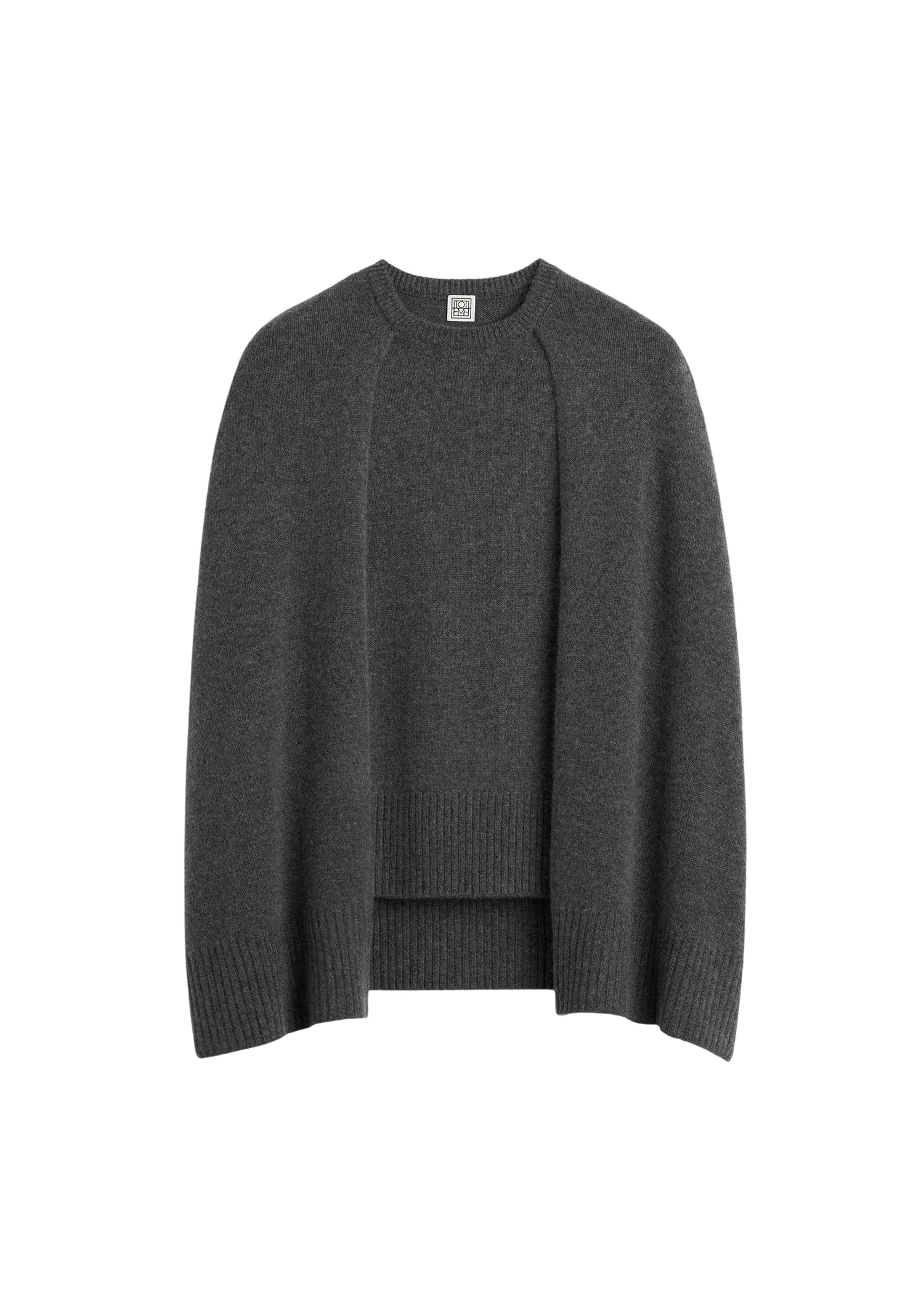Toteme-Crew-cape-knit-dark-grey-in-Dark-grey-melange95069_nobg Totême Crew cape knit dark grey in Dark grey melange - Knitwear - Scandinavian Minimalist Luxury at Luxury Shoes