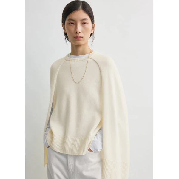 Totême Crew cape knit in Ecru - Knitwear - Scandinavian Minimalist Luxury at Luxury Shoes 