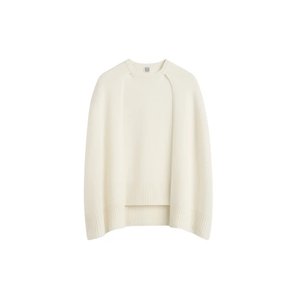 Totême Crew cape knit in Ecru - Knitwear - Scandinavian Minimalist Luxury at Luxury Shoes 