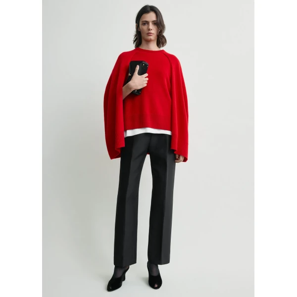 Totême Crew cape knit in Poppy - Knitwear - Scandinavian Minimalist Luxury at Luxury Shoes 