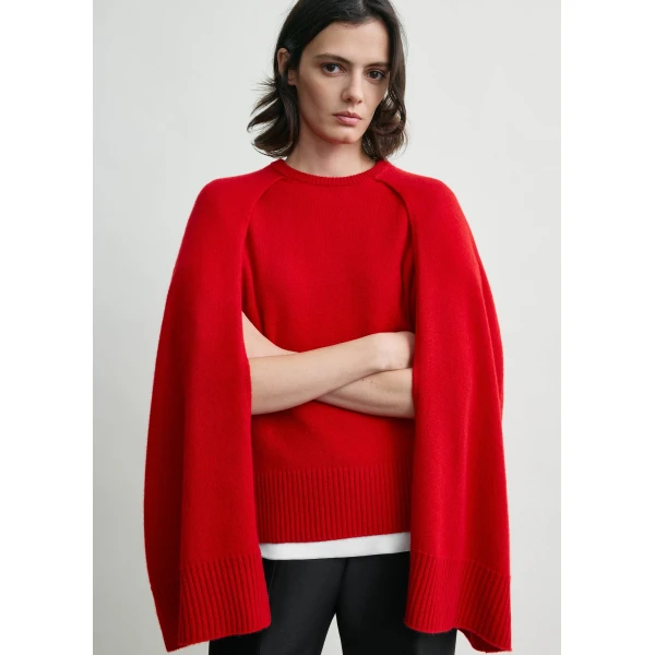 Totême Crew cape knit in Poppy - Knitwear - Scandinavian Minimalist Luxury at Luxury Shoes 