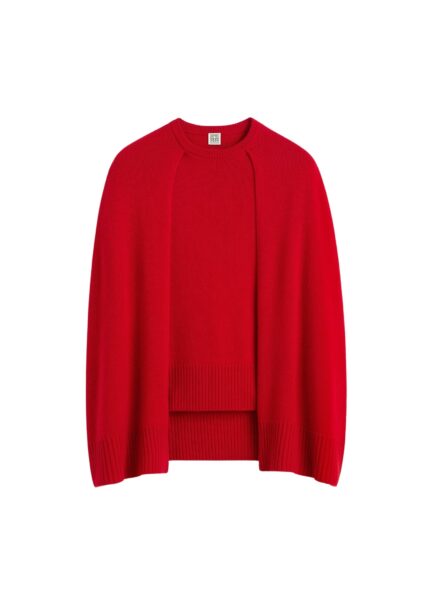 Totême Crew cape knit in Poppy - Knitwear - Scandinavian Minimalist Luxury at Luxury Shoes 