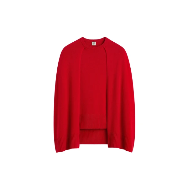 Totême Crew cape knit in Poppy - Knitwear - Scandinavian Minimalist Luxury at Luxury Shoes 