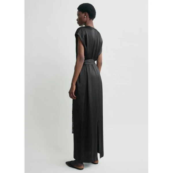 Totême Crew satin dress in Black - Dresses - Scandinavian Minimalist Luxury at Luxury Shoes 