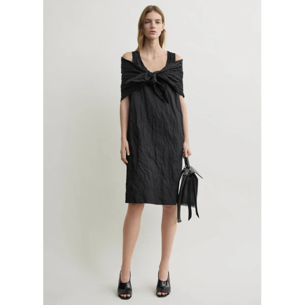 Totême Crinkled cotton tank dress in Black - Dresses - Scandinavian Minimalist Luxury at Luxury Shoes 