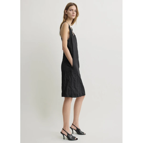 Totême Crinkled cotton tank dress in Black - Dresses - Scandinavian Minimalist Luxury at Luxury Shoes 