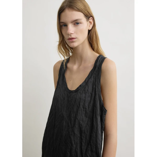 Totême Crinkled cotton tank dress in Black - Dresses - Scandinavian Minimalist Luxury at Luxury Shoes 