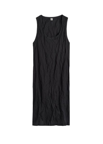 Totême Crinkled cotton tank dress in Black - Dresses - Scandinavian Minimalist Luxury at Luxury Shoes 