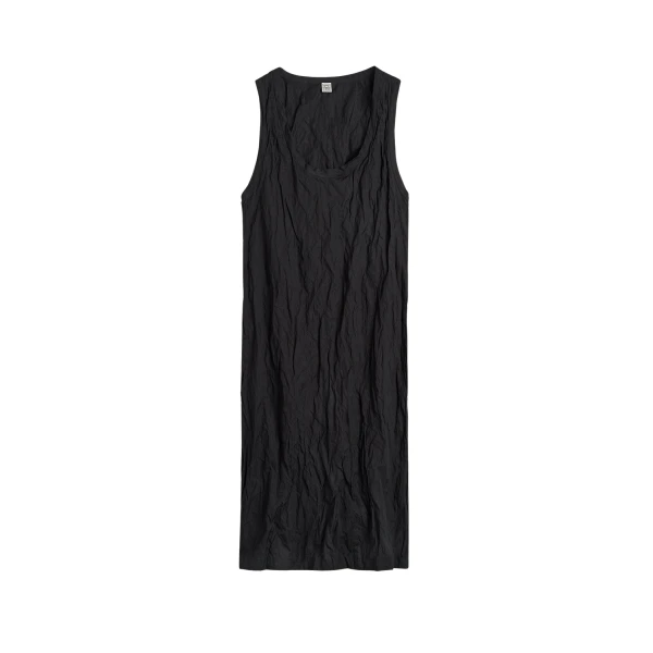 Totême Crinkled cotton tank dress in Black - Dresses - Scandinavian Minimalist Luxury at Luxury Shoes 