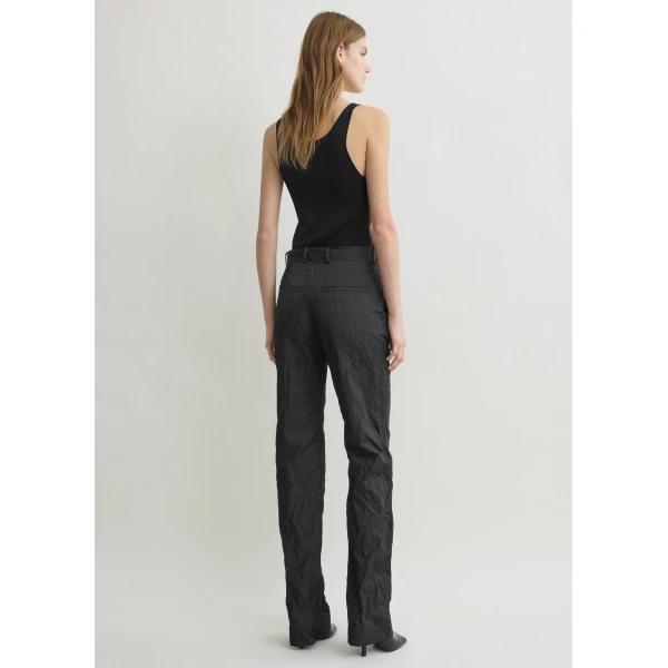 Totême Crinkled cotton trousers in Black - Pants - Scandinavian Minimalist Luxury at Luxury Shoes 
