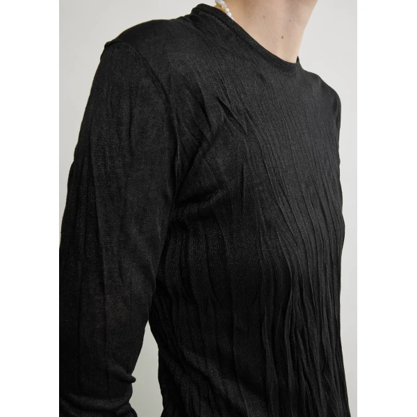 Totême Crinkled knit long-sleeve dress in Black - Dresses - Scandinavian Minimalist Luxury at Luxury Shoes 