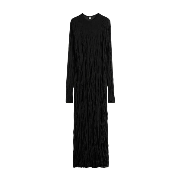 Totême Crinkled knit long-sleeve dress in Black - Dresses - Scandinavian Minimalist Luxury at Luxury Shoes 
