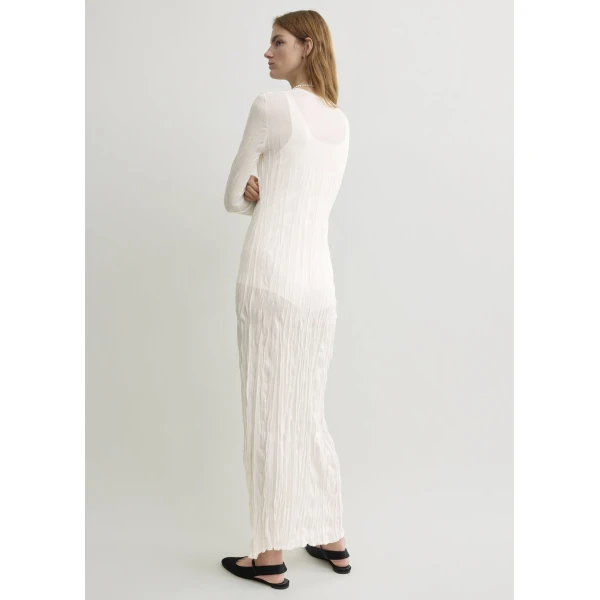 Totême Crinkled knit long-sleeve dress in White - Dresses - Scandinavian Minimalist Luxury at Luxury Shoes 