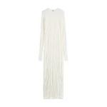 Totême Crinkled knit long-sleeve dress in White - Dresses - Scandinavian Minimalist Luxury at Luxury Shoes 