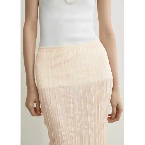 Totême Crinkled knit skirt in Pale apricot - Skirts - Scandinavian Minimalist Luxury at Luxury Shoes 