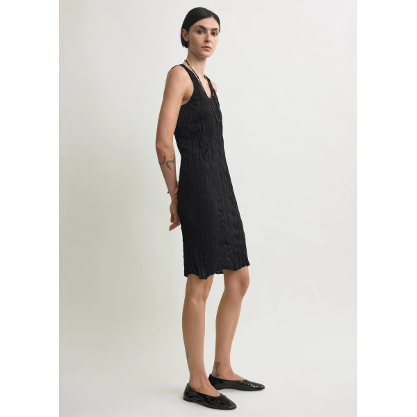 Totême Crinkled knit tank dress in Black - Dresses - Scandinavian Minimalist Luxury at Luxury Shoes 