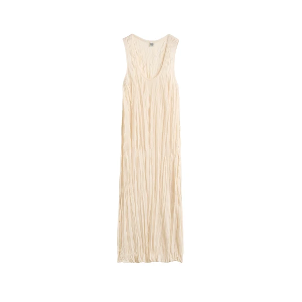 Totême Crinkled knit tank dress in Pale apricot - Dresses - Scandinavian Minimalist Luxury at Luxury Shoes 