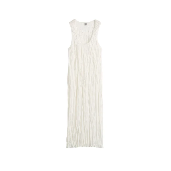 Totême Crinkled knit tank dress in White - Dresses - Scandinavian Minimalist Luxury at Luxury Shoes 