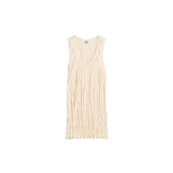 Totême Crinkled knit tank in Pale apricot - Knitwear - Scandinavian Minimalist Luxury at Luxury Shoes 
