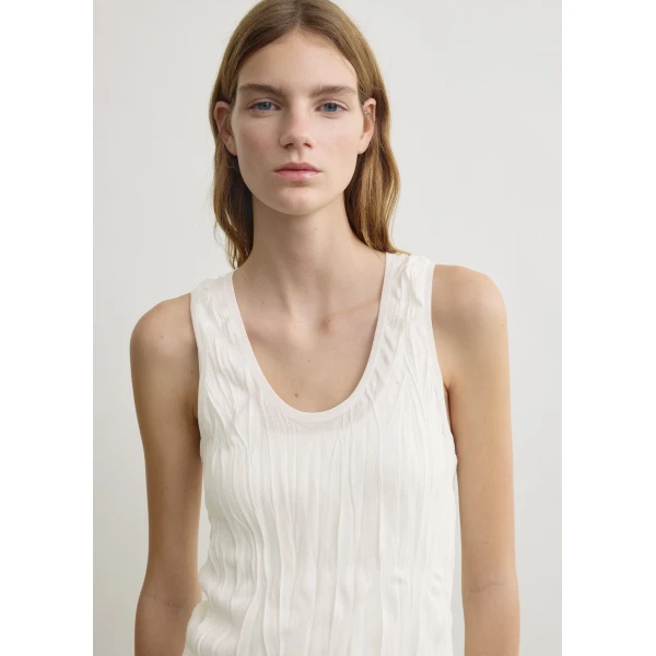 Totême Crinkled knit tank in White - Knitwear - Scandinavian Minimalist Luxury at Luxury Shoes 