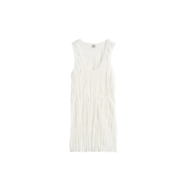 Totême Crinkled knit tank in White - Knitwear - Scandinavian Minimalist Luxury at Luxury Shoes 